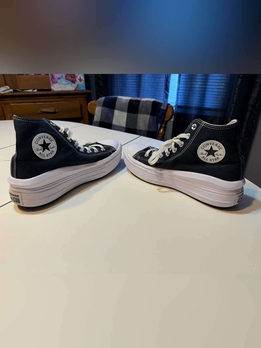 Converse Chuck Taylor All Star Move Platform Sneakers black white womens 9.5